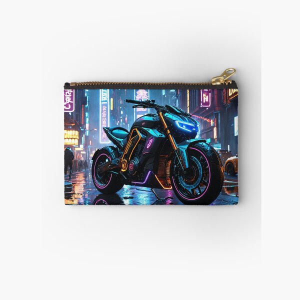 Item preview, Futuristic Cyberpunk Motorcycle Neon City Street Art designed and sold by 5KQuality.