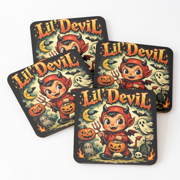 Item preview, Vintage Lil Devil Halloween Graphic Art designed and sold by ArtsyAlgorithms.