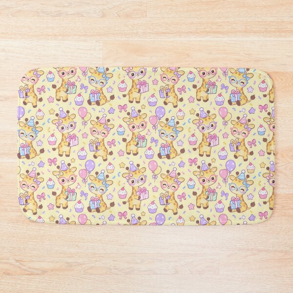 Item preview, Kawaii Birthday Giraffe Ribbon Glasses Pastel Pattern designed and sold by Soft Berry Studio.