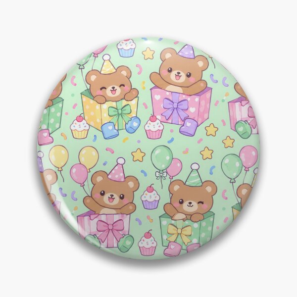 Item preview, Kawaii Birthday Bear Gift Box Rain Boots Pastel Pattern designed and sold by Soft Berry Studio.