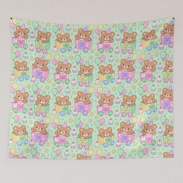 Item preview, Kawaii Birthday Bear Gift Box Rain Boots Pastel Pattern designed and sold by Soft Berry Studio.