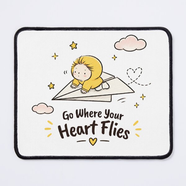 Item preview, Go Where Your Heart Flies Cute Adventure Cartoon | Inspirational Travel Lover Design designed and sold by CRAZZYDOODLES.