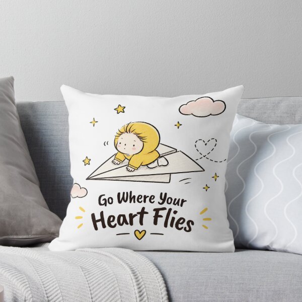 Item preview, Go Where Your Heart Flies Cute Adventure Cartoon | Inspirational Travel Lover Design designed and sold by CRAZZYDOODLES.