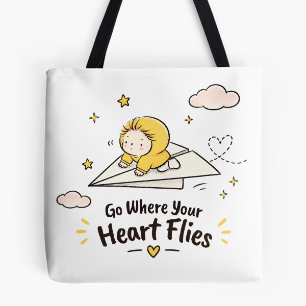 Item preview, Go Where Your Heart Flies Cute Adventure Cartoon | Inspirational Travel Lover Design designed and sold by CRAZZYDOODLES.