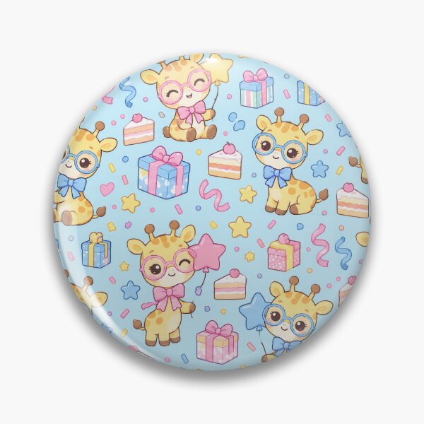 Item preview, Kawaii Birthday Giraffe Balloon Glasses Pastel Pattern designed and sold by Soft Berry Studio.