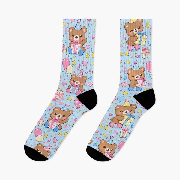 Item preview, Kawaii Birthday Bear Heart Gift Rain Boots Pattern designed and sold by Soft Berry Studio.
