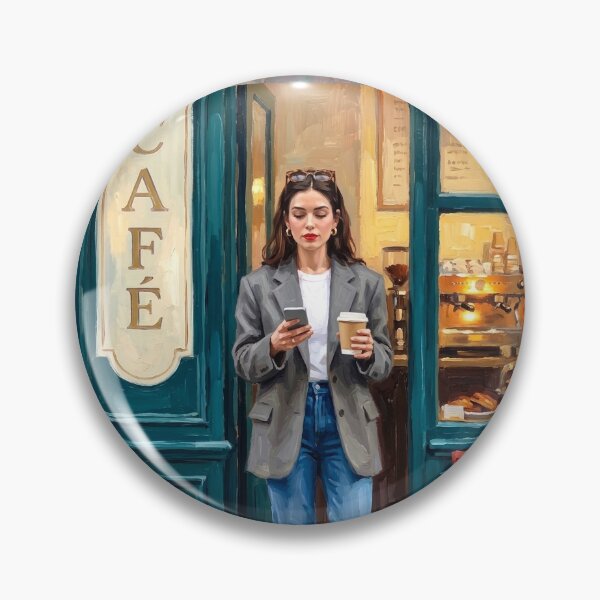 Item preview, Parisian Café Doorway, Morning Coffee Impressionist Painting designed and sold by CARRAANN.