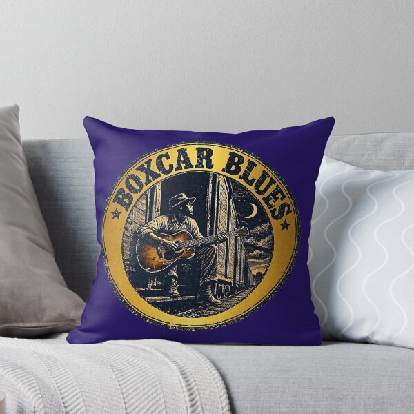 Item preview, Boxcar Blues - Vintage Delta Blues Guitarist Train Emblem designed and sold by UrbanPopDesigns.