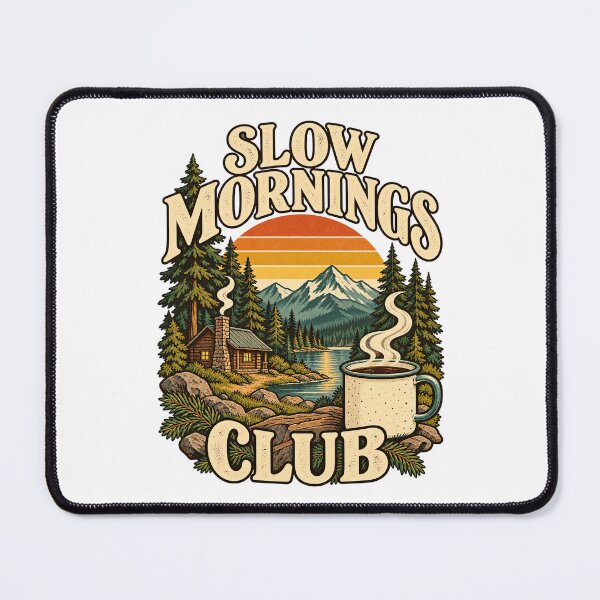 Item preview, Slow Mornings Club, Vintage Cabin, Mountain Sunrise & Coffee designed and sold by urbinet.