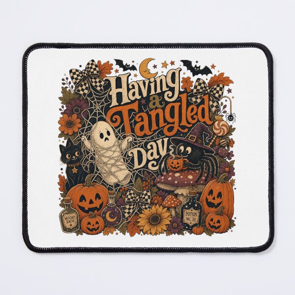 Item preview, Having a Tangled Day Funny Ghost and Spider Halloween designed and sold by JoyfullyOffbeat.
