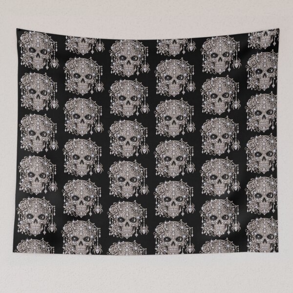 Item preview, Rhinestone Skull & Spiderweb – Sparkly Gothic Halloween Y2K designed and sold by Vsajanas.