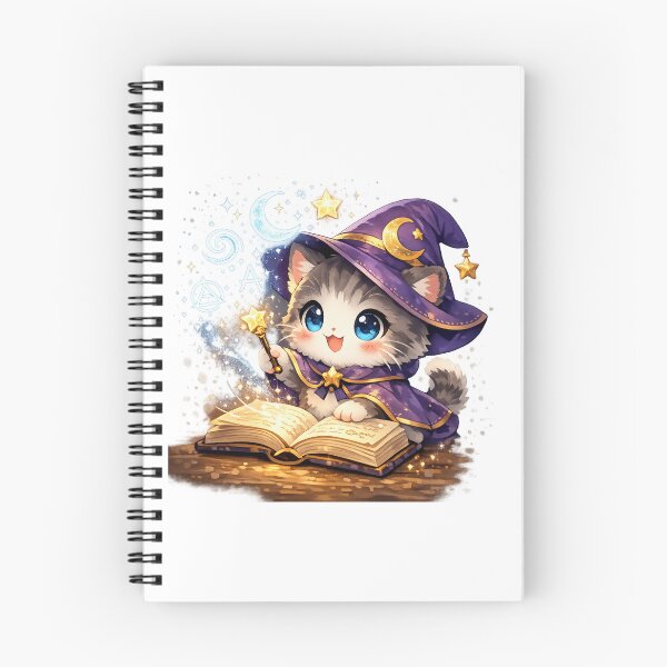 Item preview, Kawaii Chibi Wizard Cat with Magic Spellbook designed and sold by Sommium .
