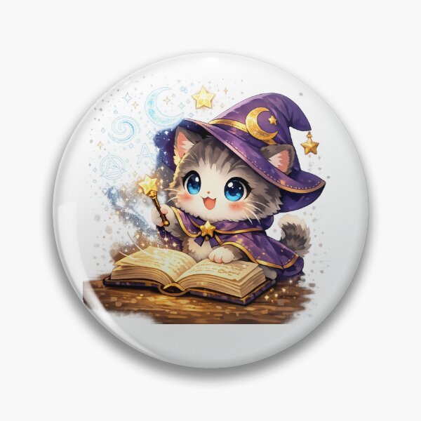 Item preview, Kawaii Chibi Wizard Cat with Magic Spellbook designed and sold by Sommium .