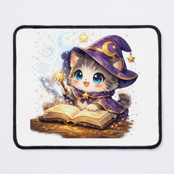 Item preview, Kawaii Chibi Wizard Cat with Magic Spellbook designed and sold by Sommium .