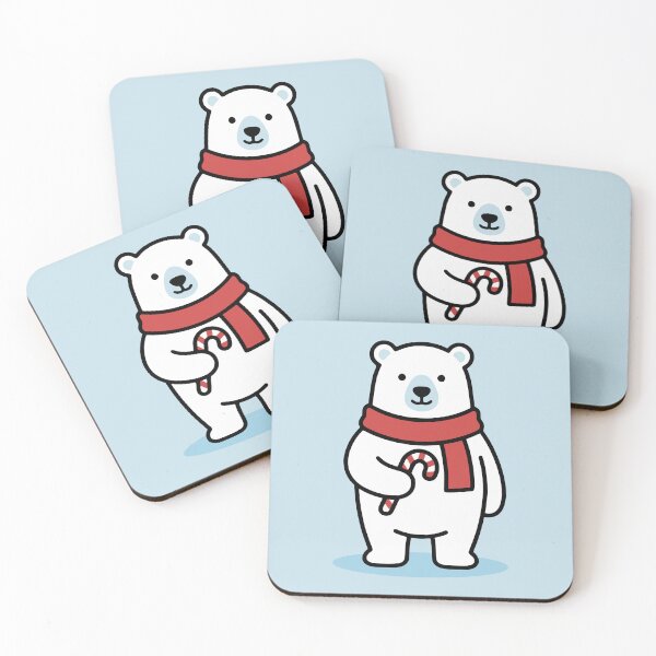 Item preview, Cute Polar Bear with Red Scarf and Candy Cane designed and sold by AIG - Andrei Ilie Graphics.