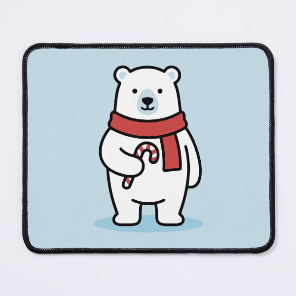 Item preview, Cute Polar Bear with Red Scarf and Candy Cane designed and sold by AIG - Andrei Ilie Graphics.