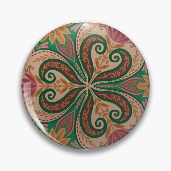 Item preview, Bohemian Paisley Floral Pattern in Emerald, Ochre & Rose designed and sold by Rukhscreations.