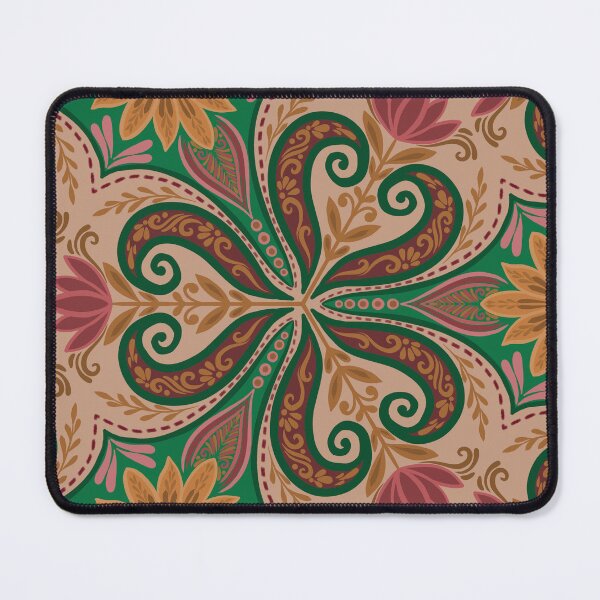 Item preview, Bohemian Paisley Floral Pattern in Emerald, Ochre & Rose designed and sold by Rukhscreations.