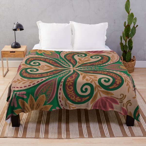 Item preview, Bohemian Paisley Floral Pattern in Emerald, Ochre & Rose designed and sold by Rukhscreations.