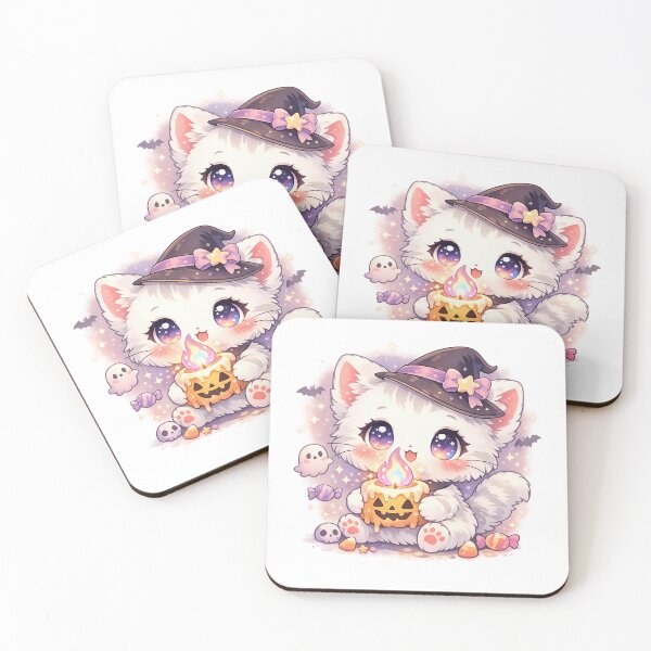 Item preview, Kawaii Chibi Witch Cat with Glowing Pumpkin Candle designed and sold by Sommium .