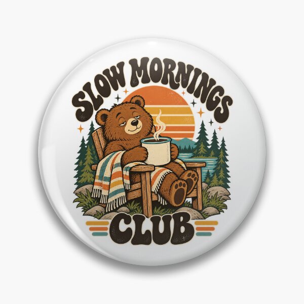 Item preview, Slow Mornings Club Sleepy Bear Coffee Lover Vintage 70s Design designed and sold by urbinet.