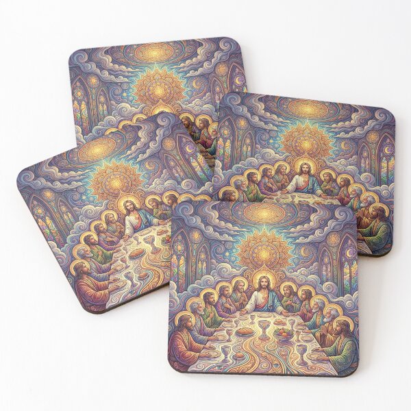 Item preview, Psychedelic Last Supper - Trippy Religious Art designed and sold by Lucid Dream Pixel.