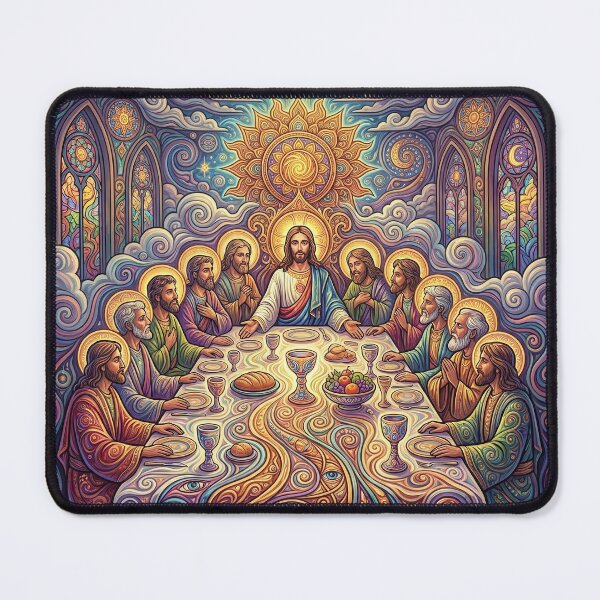 Item preview, Psychedelic Last Supper - Trippy Religious Art designed and sold by Lucid Dream Pixel.