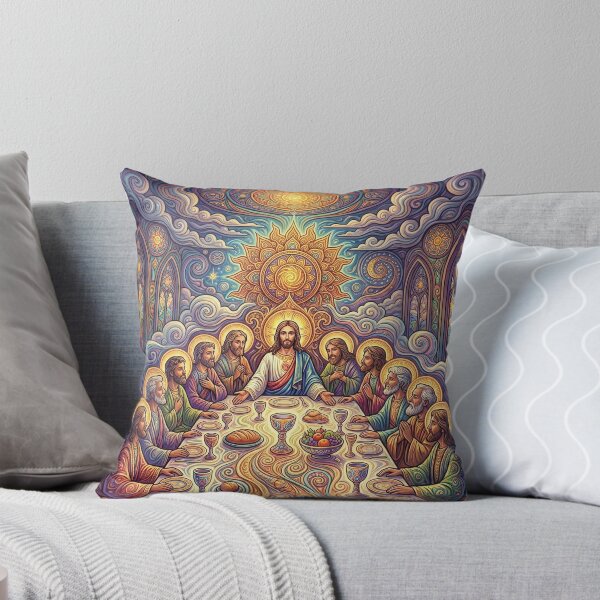 Aperçu de l'œuvre Psychedelic Last Supper - Trippy Religious Art créée et vendue par Lucid Dream Pixel.
