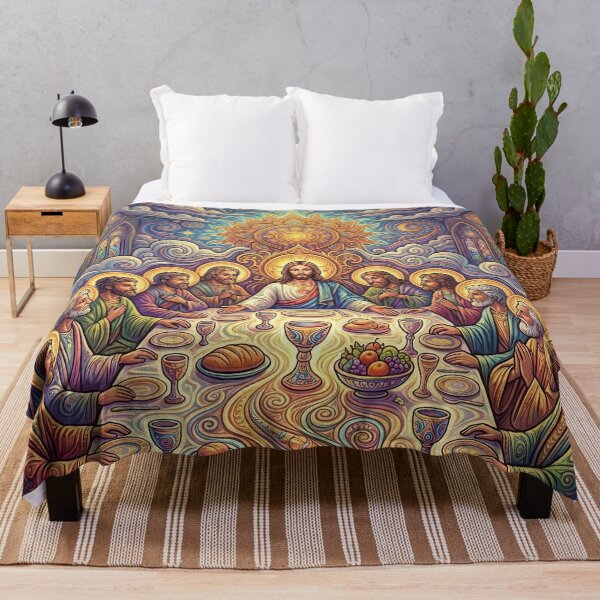 Item preview, Psychedelic Last Supper - Trippy Religious Art designed and sold by Lucid Dream Pixel.