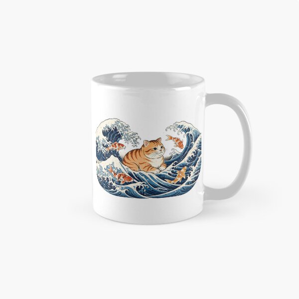 Item preview, Cat With Koi Fish Great Wave designed and sold by Dlvznbm.