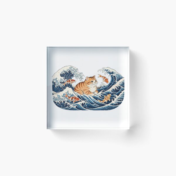 Item preview, Cat With Koi Fish Great Wave designed and sold by Dlvznbm.