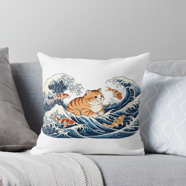 Item preview, Cat With Koi Fish Great Wave designed and sold by Dlvznbm.