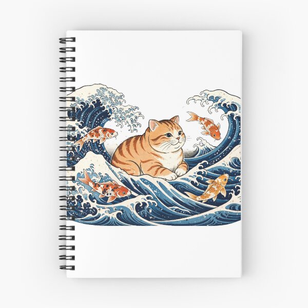Item preview, Cat With Koi Fish Great Wave designed and sold by Dlvznbm.