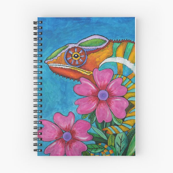 Item preview, Colorful Panther Chameleon Lizard Tropical Flower Botanical Beach Art designed and sold by Sharon Cummings Art.