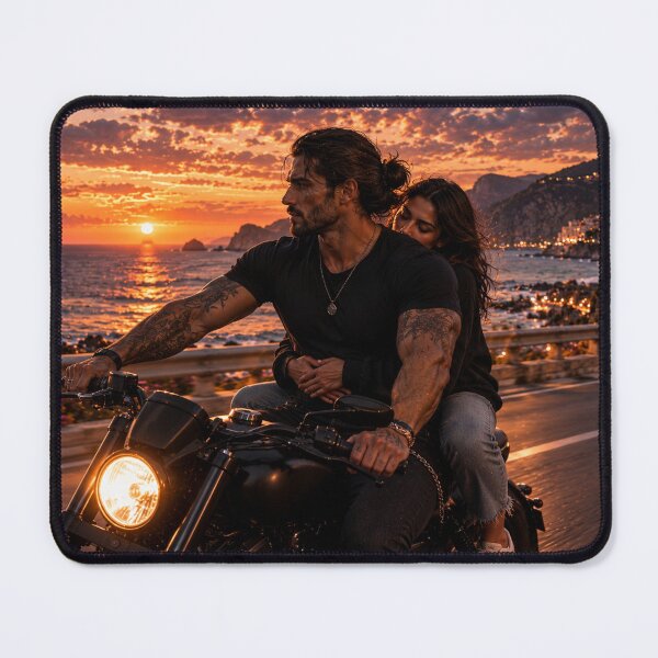 Item preview, Motorcycle Romance at Sunset designed and sold by BerlyArts.