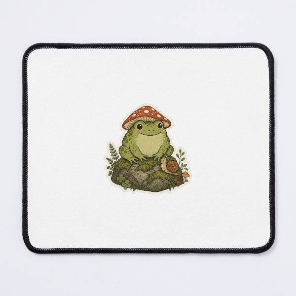 Item preview, Cute Frog in a Mushroom Hat - Goblincore Woodland Frog designed and sold by LearnFunStore.