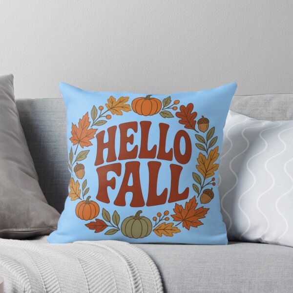 Item preview, Retro Hello Fall Autumn Pumpkin Wreath designed and sold by creativerooney.