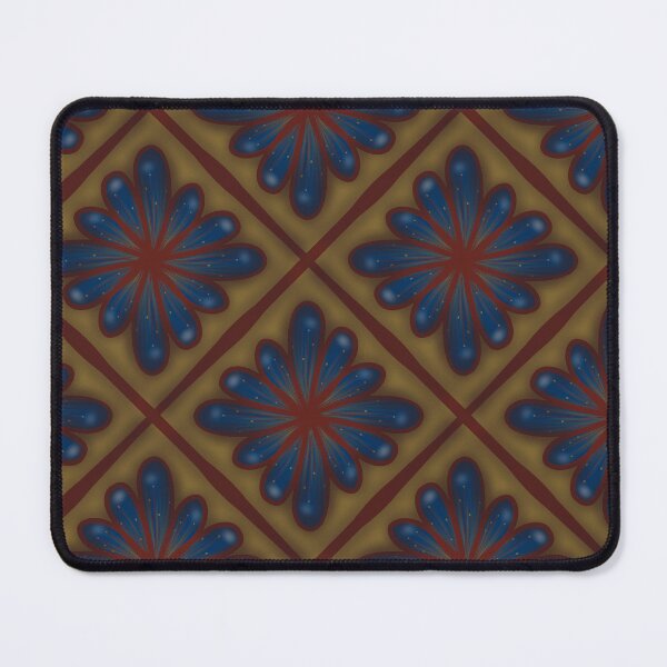 Item preview, Vintage Spanish Tile Floral Pattern in Royal Blue & Antique Gold designed and sold by Rukhscreations.