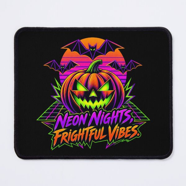 Item preview, Neon Nights Frightful Vibes Synthwave Pumpkin Halloween designed and sold by Neon Bones Studio.