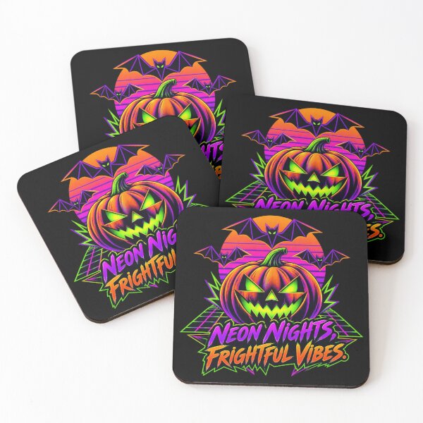 Item preview, Neon Nights Frightful Vibes Synthwave Pumpkin Halloween  designed and sold by Neon Bones Studio.