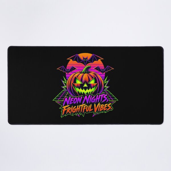 Item preview, Neon Nights Frightful Vibes Synthwave Pumpkin Halloween designed and sold by Neon Bones Studio.