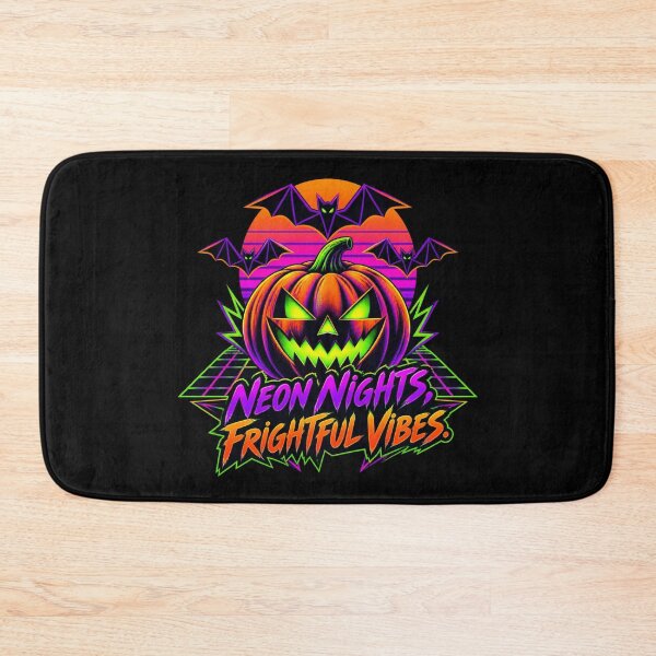 Item preview, Neon Nights Frightful Vibes Synthwave Pumpkin Halloween  designed and sold by Neon Bones Studio.