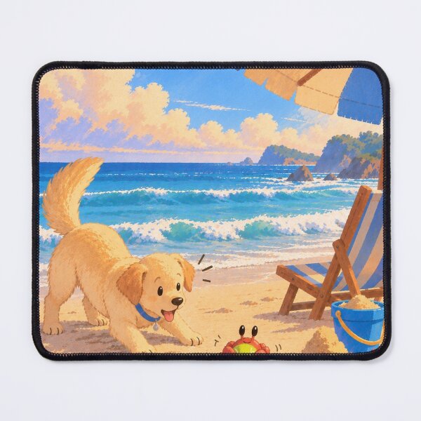 Item preview, Cute lab on beach, crab has its ball designed and sold by Shadsolaeth.