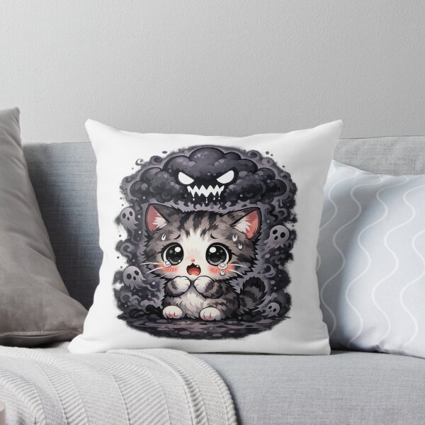 Item preview, Kawaii Chibi Scared Cat with Ghostly Shadows designed and sold by Sommium .