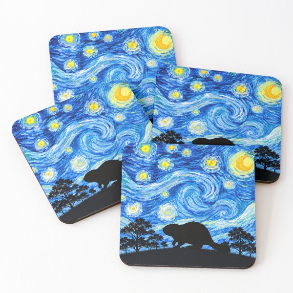 Item preview, Funny Beaver Starry Night Painting Moon Star Zoo Boys Girls designed and sold by FurryHavenPH.