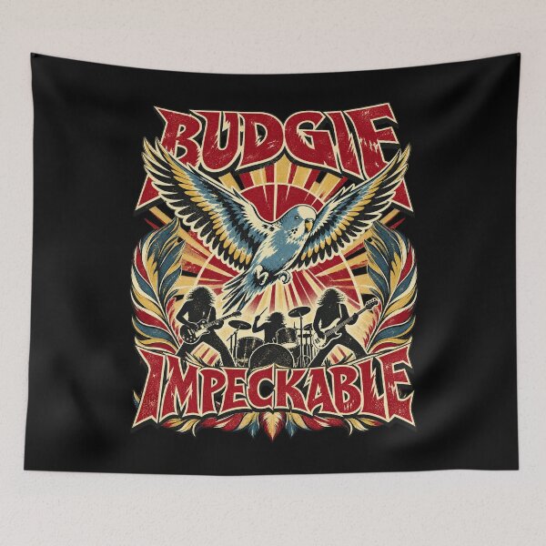 Item preview, Budgie Impeckable – Vintage 70s Hard Rock Heavy Metal Band Art designed and sold by Jadegothgobby.