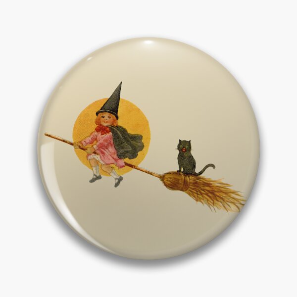 Item preview, Hallow'en Greetings, Witch on Broomstick with Black Cat, circa 1915 designed and sold by Exhumed Archives.
