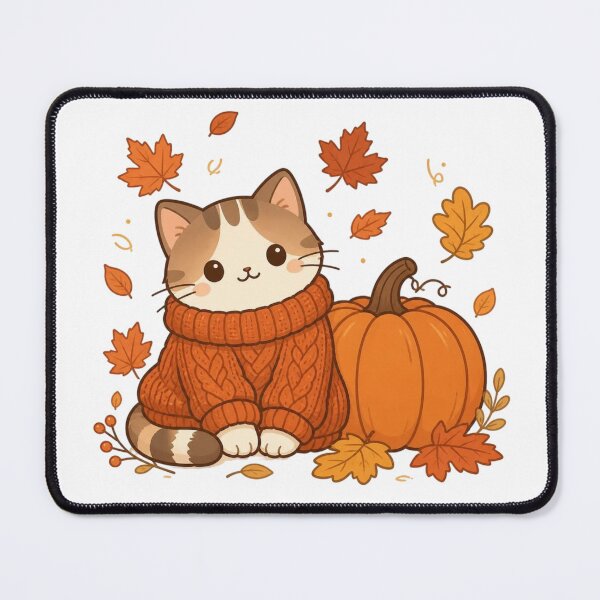 Item preview, Cozy Sweater Kitten Autumn Pumpkin designed and sold by creativerooney.