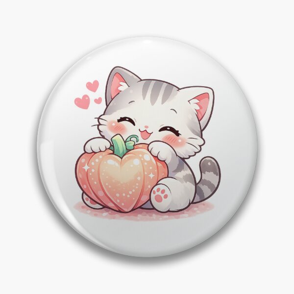 Item preview, Kawaii Chibi Cat Hugging Heart Pumpkin designed and sold by Sommium .