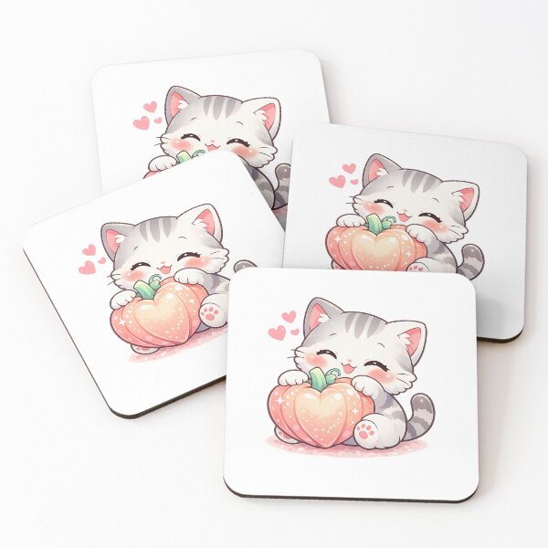 Item preview, Kawaii Chibi Cat Hugging Heart Pumpkin designed and sold by Sommium .